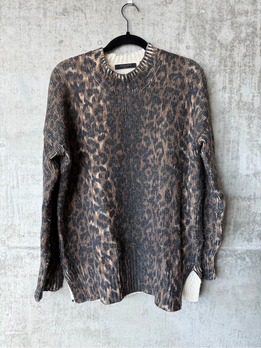 All Saints Women's Oversized Leopard Print Crewneck Sweater - Brown/Black